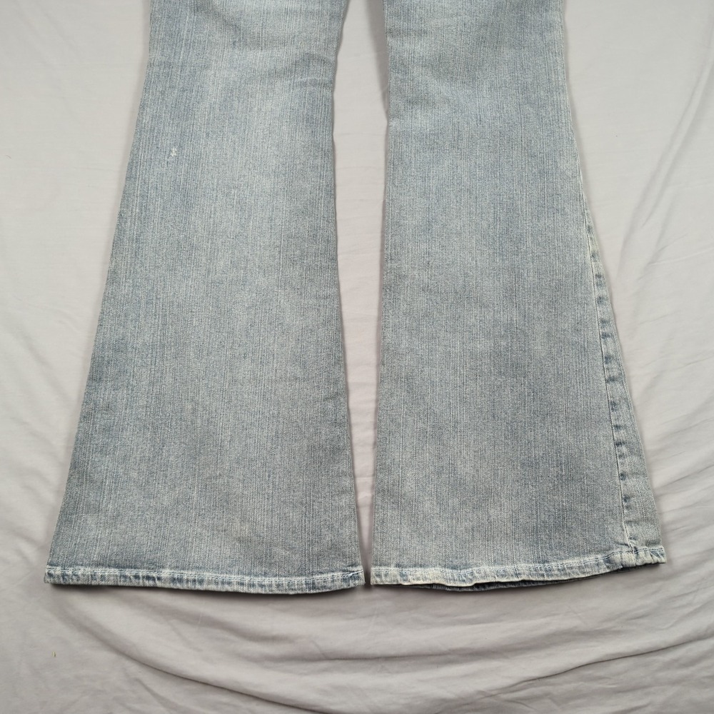 Guess Jeans Womens 31 Blue Flare Stretch Casual Faded Boho Hippie New - Picture 14 of 16